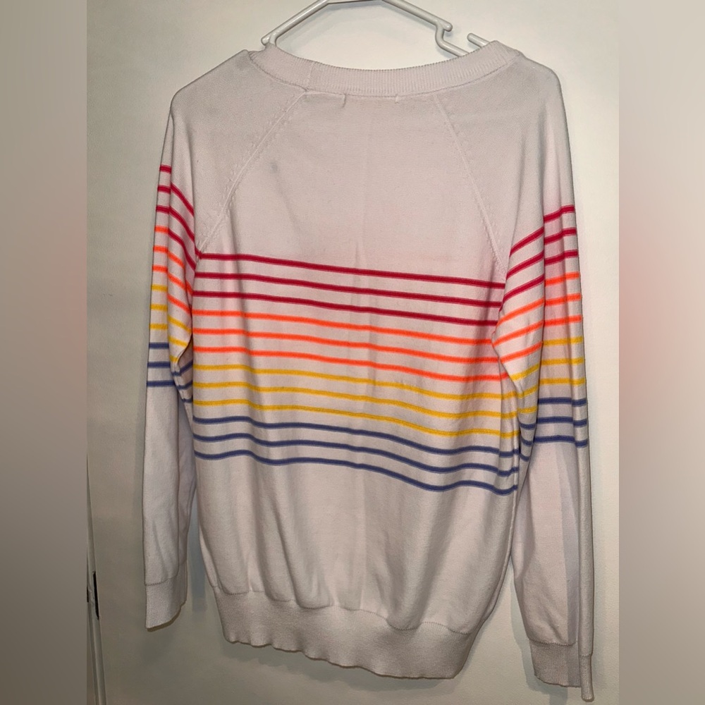 Mesh +Lace Striped Multicolor Sweater. Size XL - Picture 3 of 9